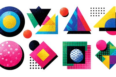 Geometric Color Blocks Abstract Poster.