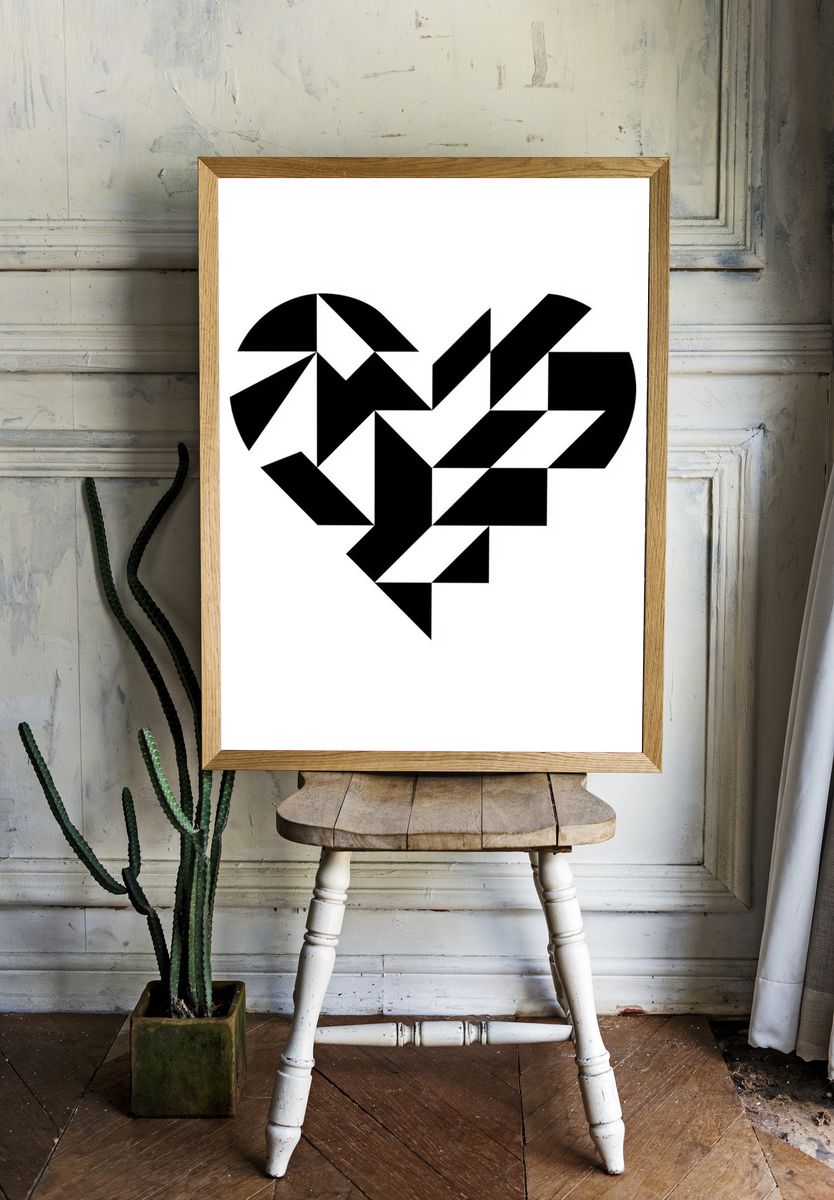 Geometric Heart Abstract Poster. room preview