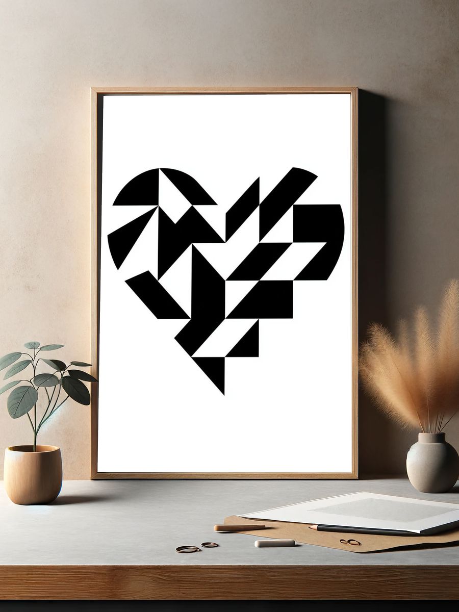 Geometric Heart Abstract Poster. — room view 2