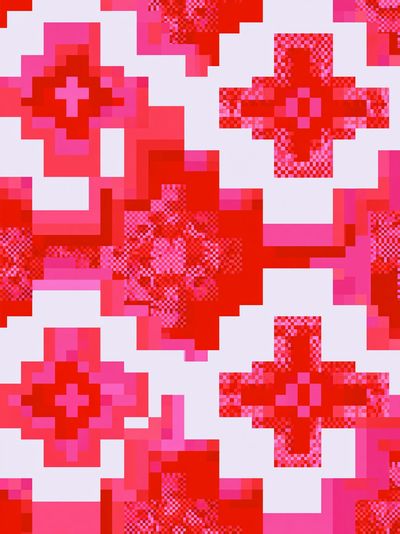 Pixel Cross Pattern Abstract Poster.