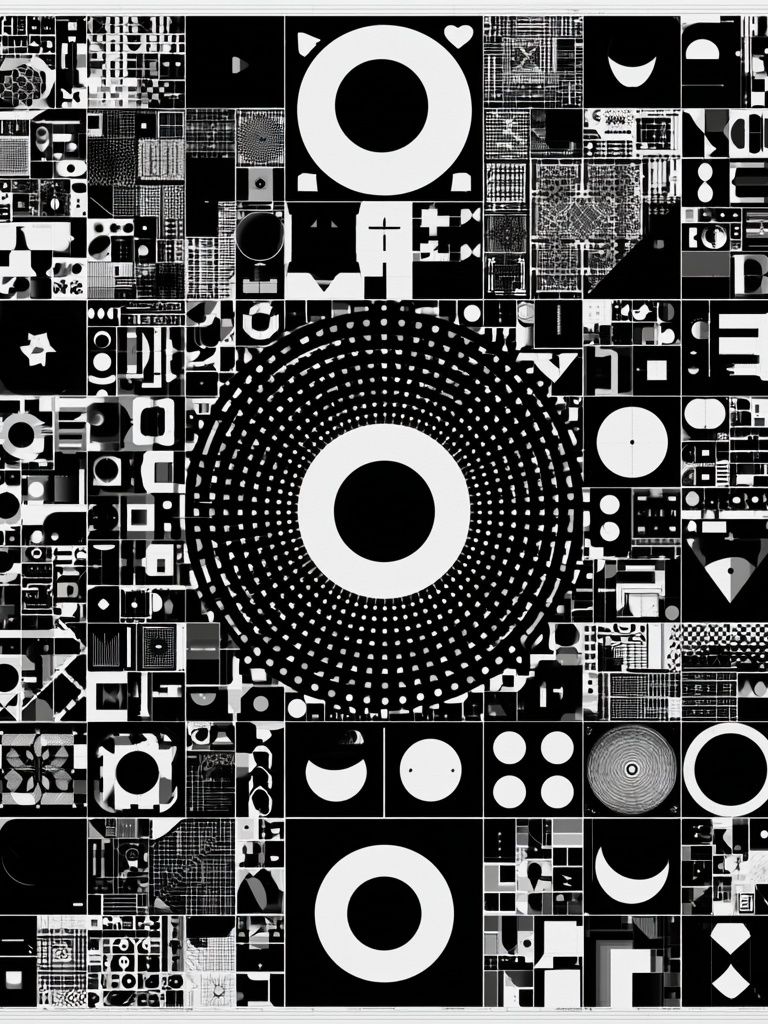 Monochrome Geometric Collage Poster. poster — abstract art
