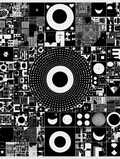Monochrome Geometric Collage Poster.