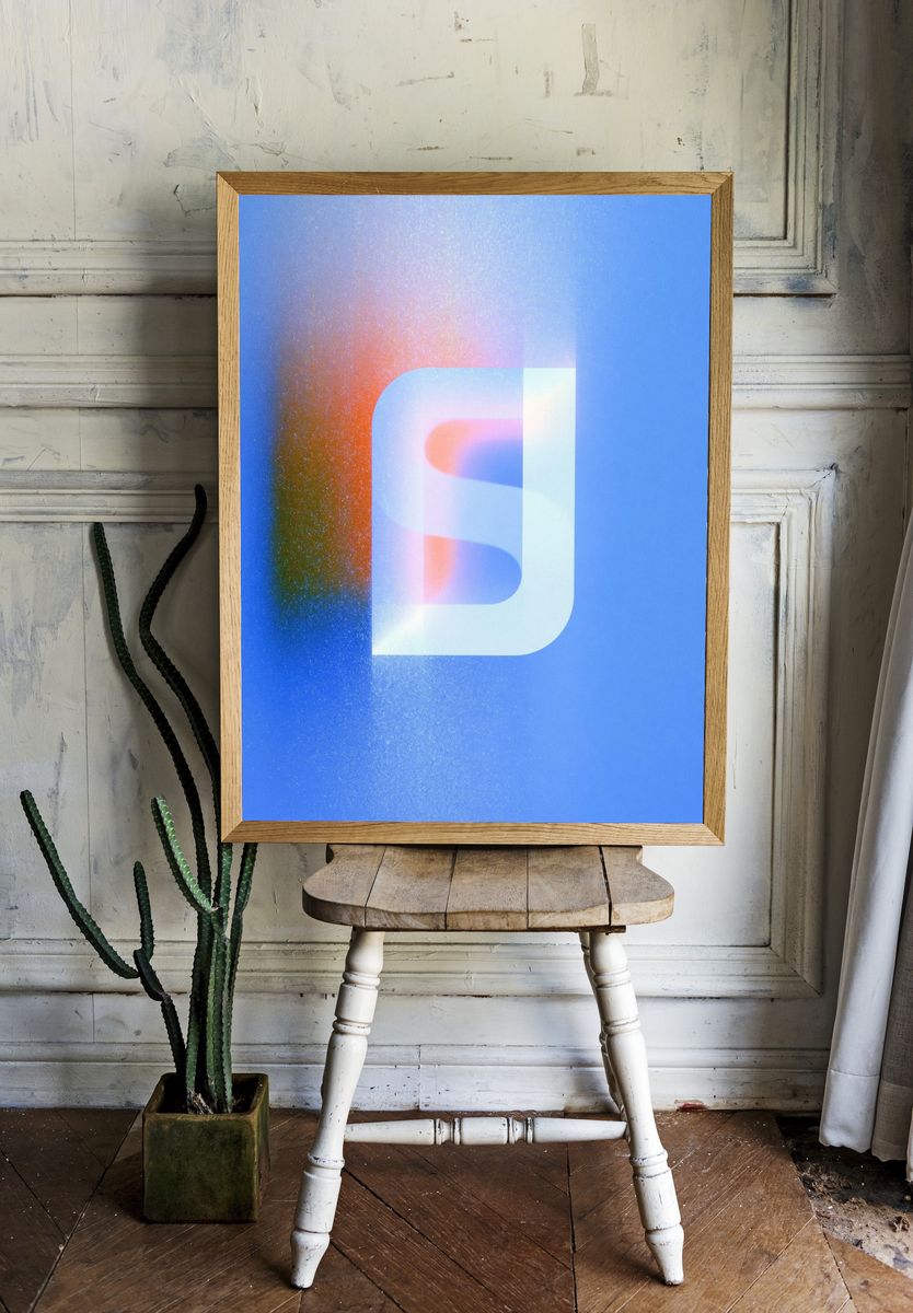 Blue Glow Abstract Poster. — room view 1