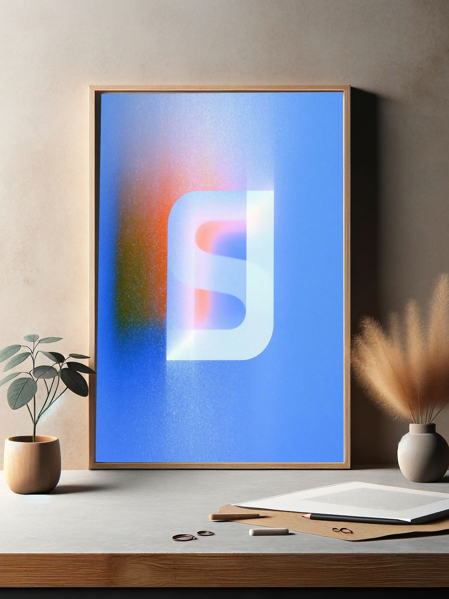 Blue Glow Abstract Poster. — room view 2