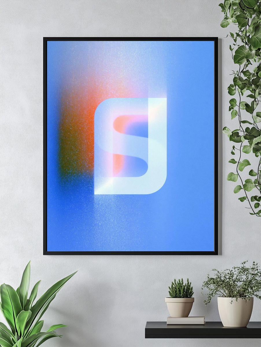 Blue Glow Abstract Poster. — room view 4
