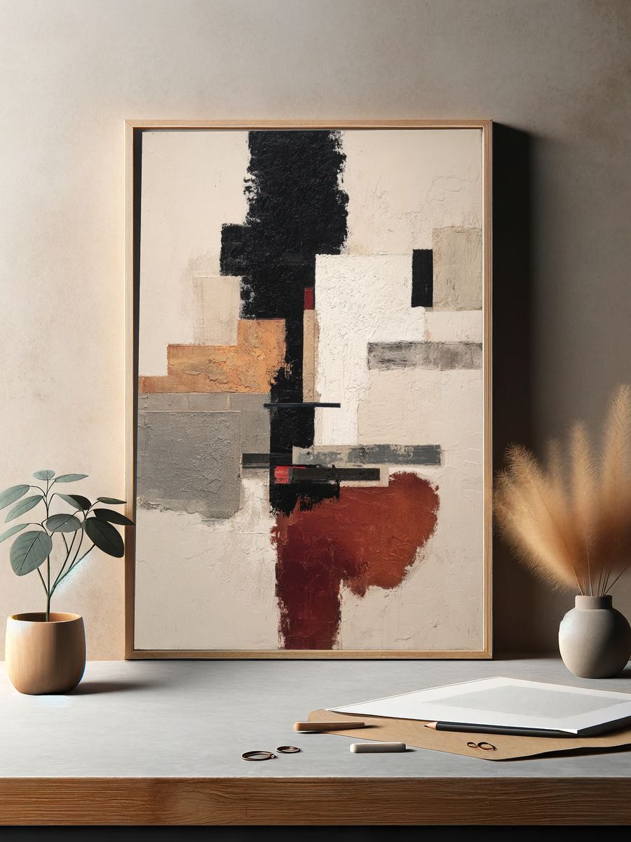 Textured Geometric Abstract Poster. — room view 2