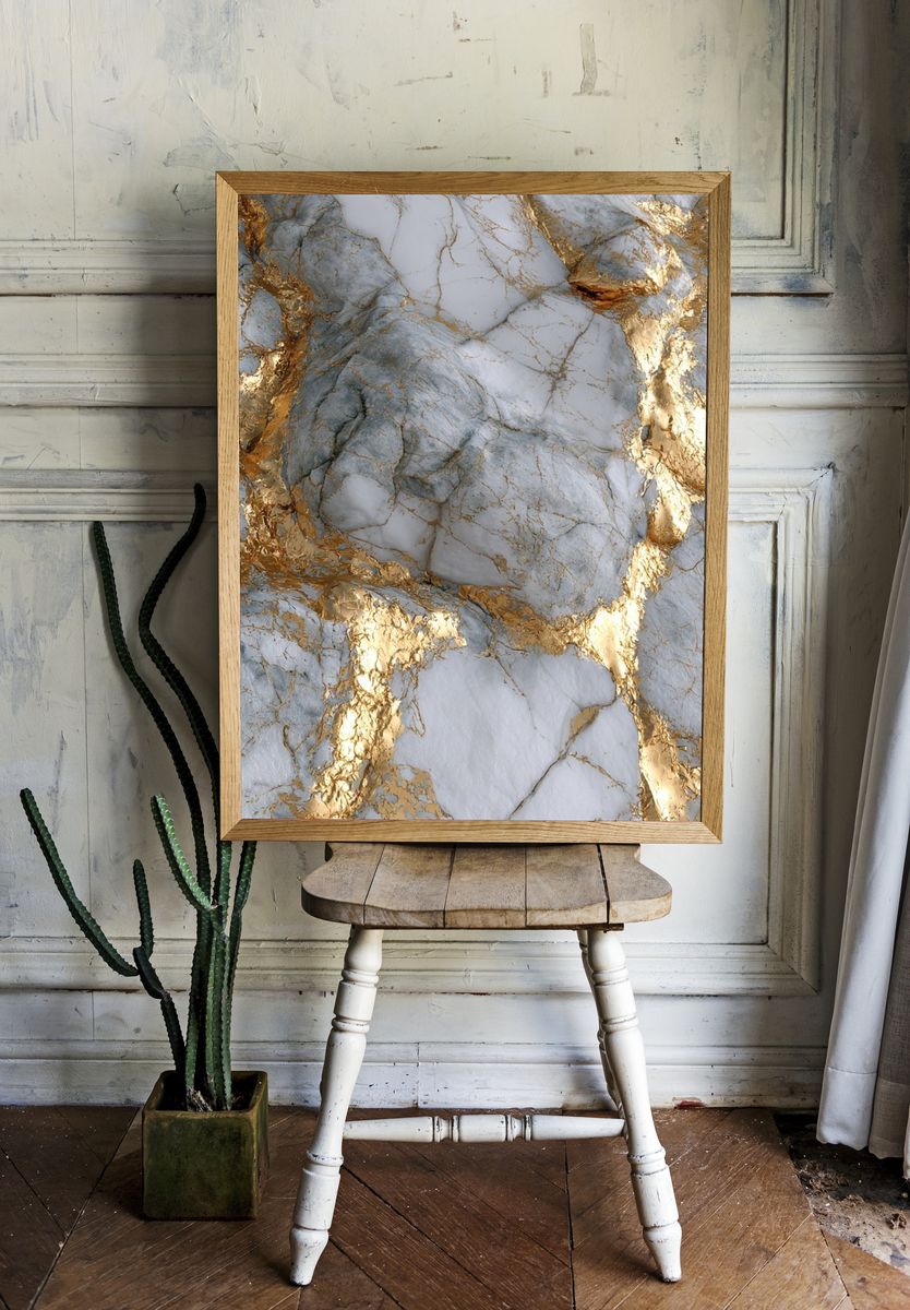 Golden Marble Texture Poster. room preview