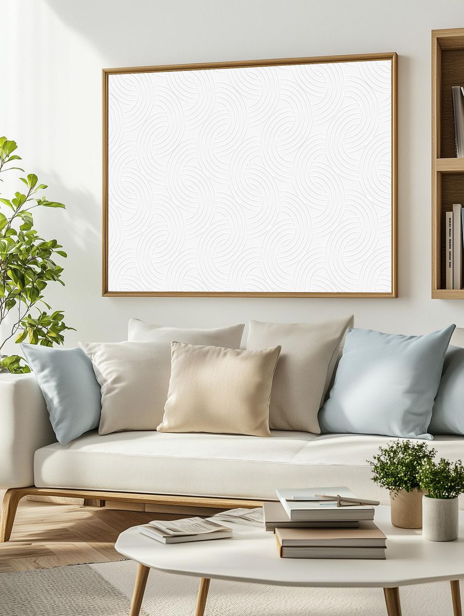 Seamless white interlaced rounded arc. — room view 2