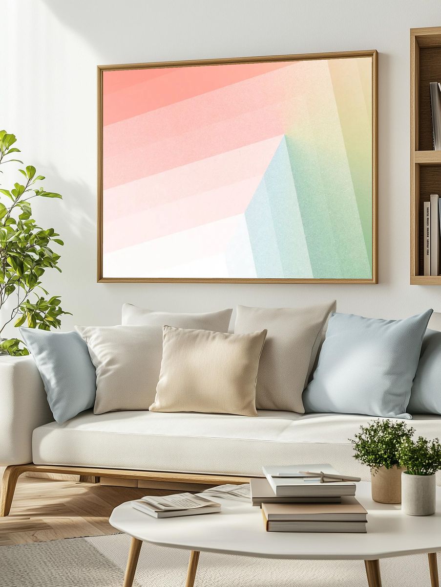 Ombre colorful layer patterned background. — room view 2