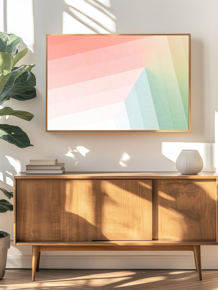 Ombre colorful layer patterned background. — room view 3