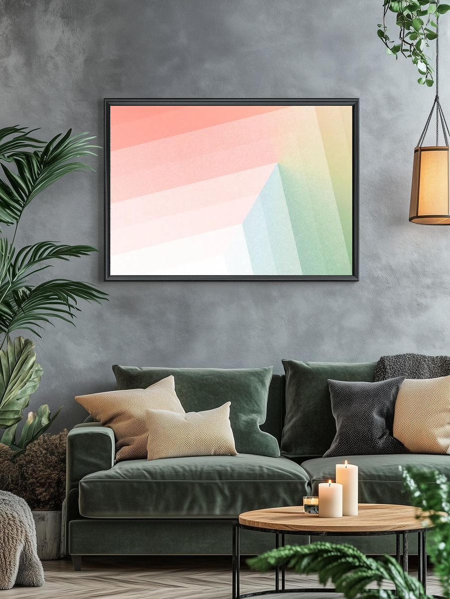 Ombre colorful layer patterned background. — room view 4