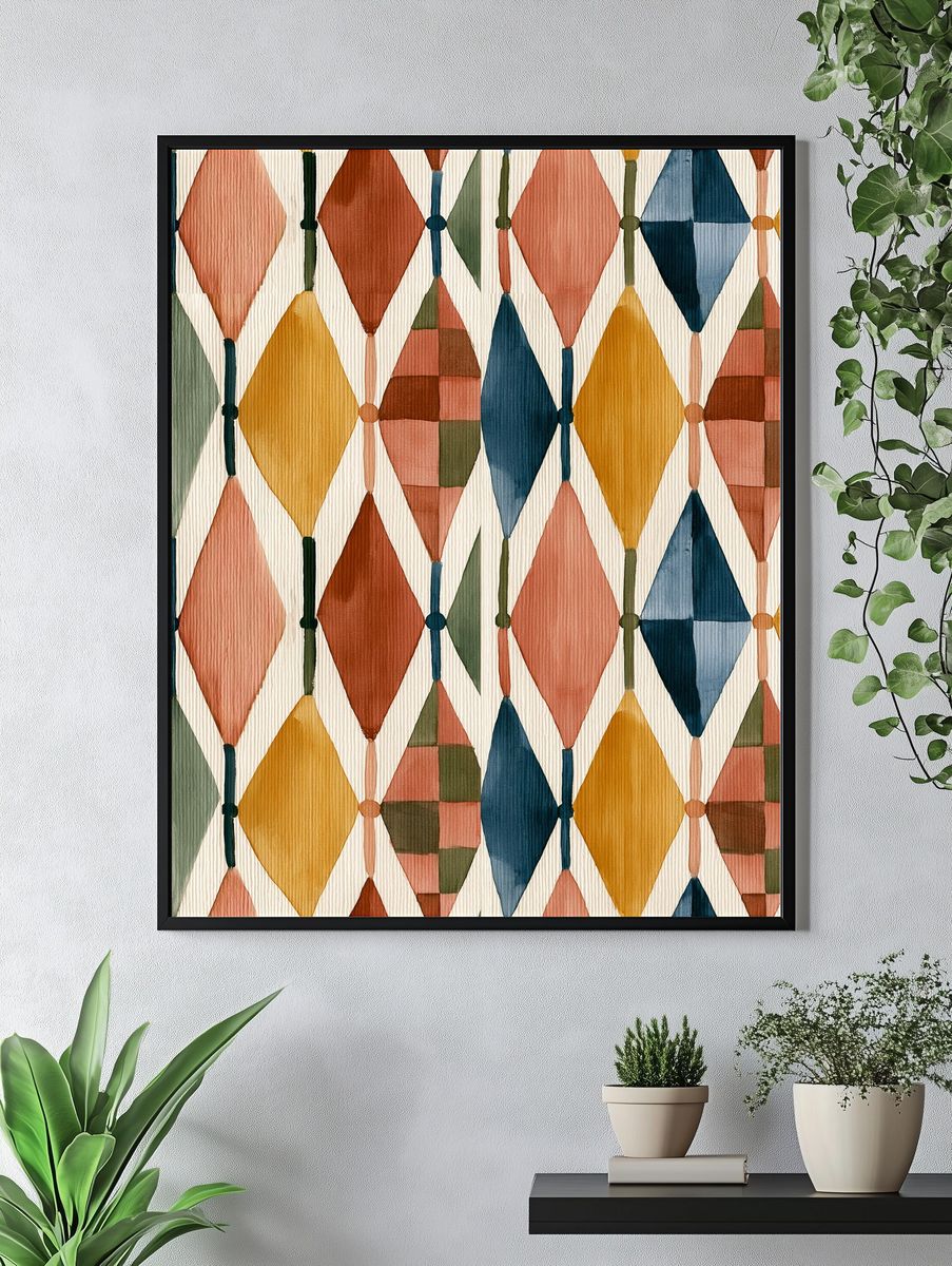 Mid-Century Diamond Pattern Poster. — room view 4