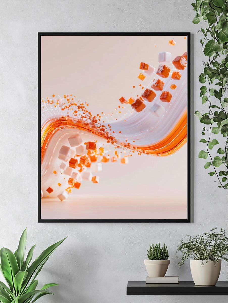 Orange Wave Abstract Poster. — room view 4
