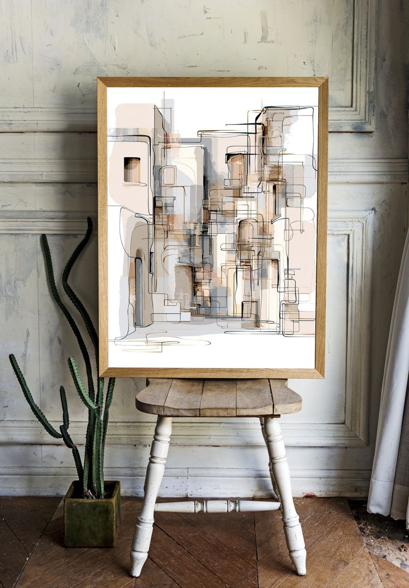 Geometric Neutral Abstract Poster. room preview