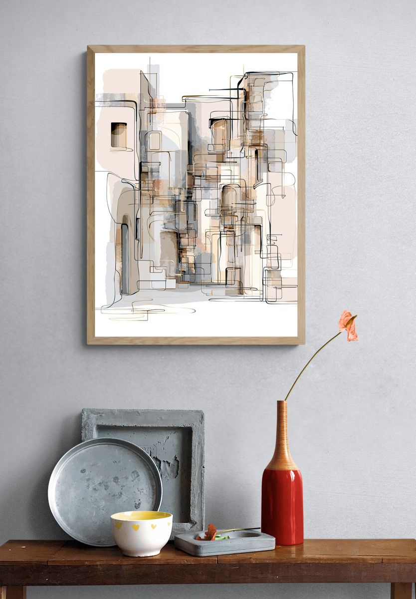 Geometric Neutral Abstract Poster. — room view 3