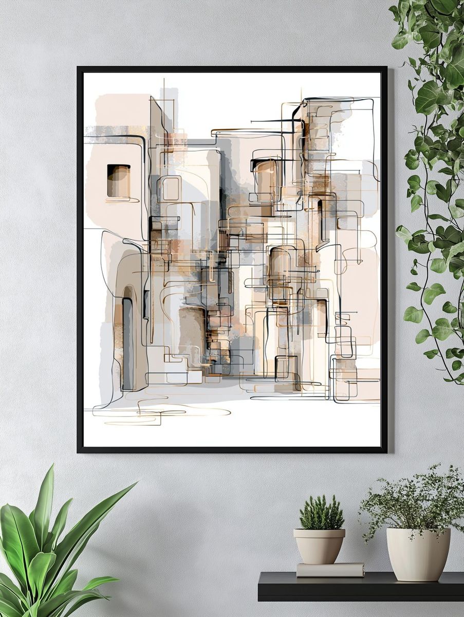 Geometric Neutral Abstract Poster. — room view 4