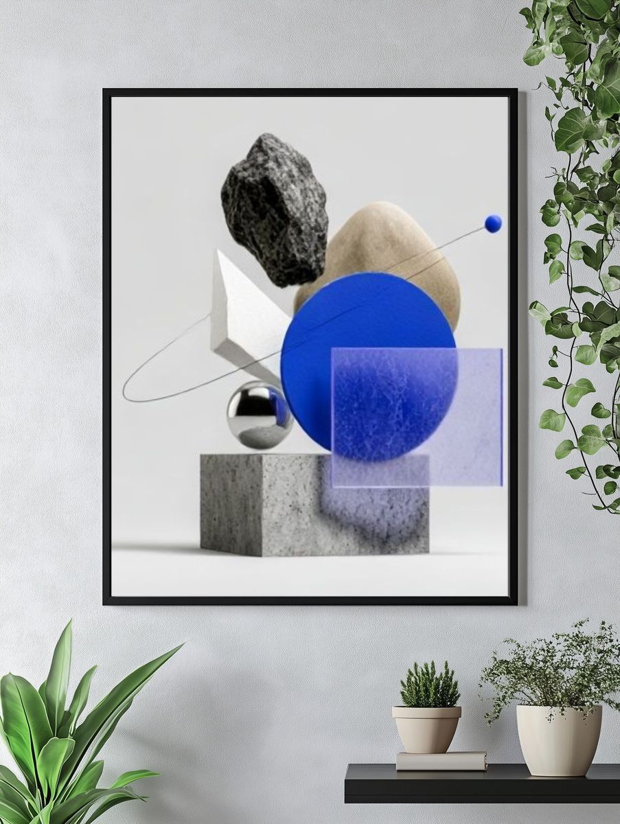 Blue Geometric Balance Poster. — room view 4