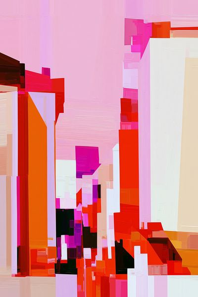 Pink City Blocks Abstract Poster.
