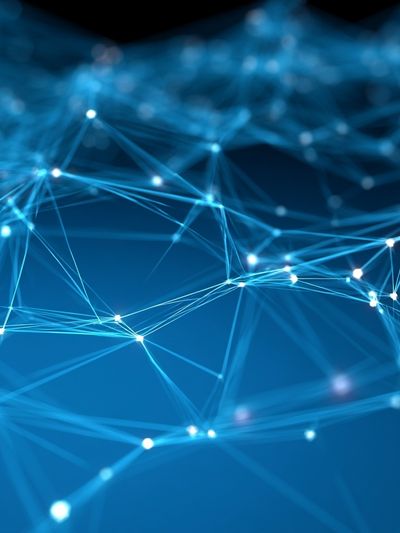 Blue Network Lines Abstract Poster.