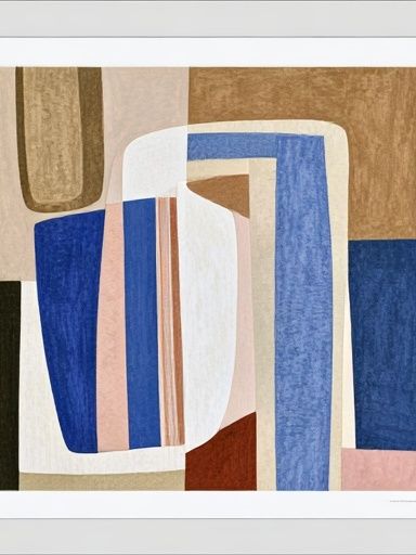 Geometric Blue and Beige Abstract Poster. poster — abstract art
