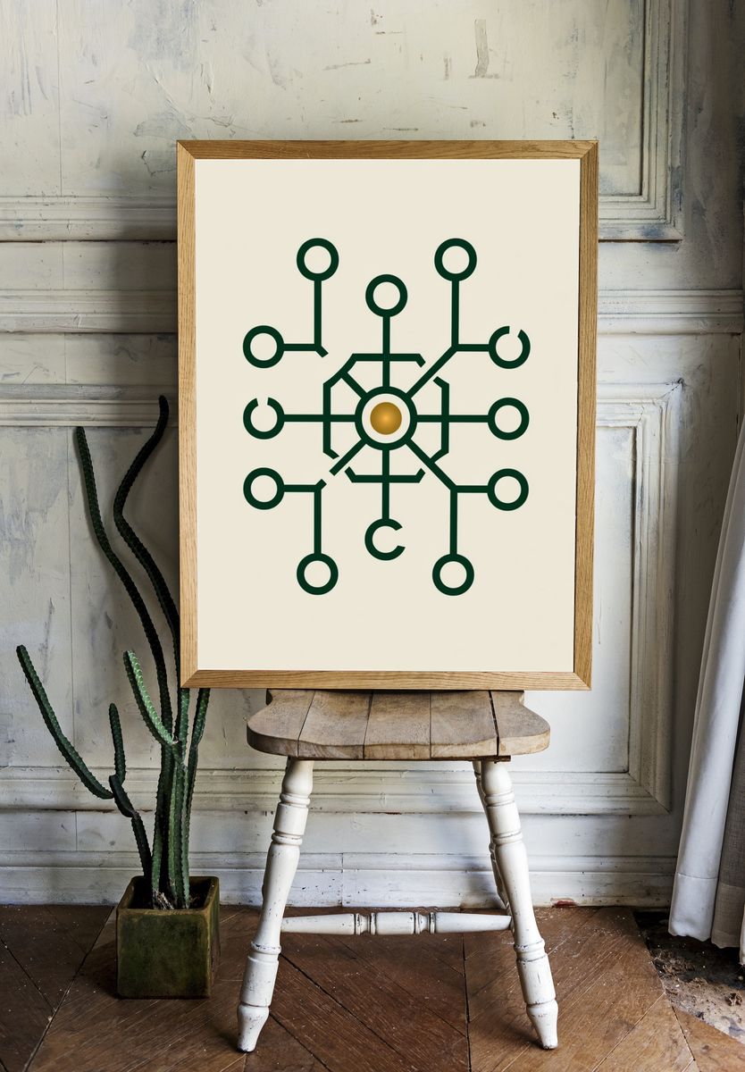 Geometric Circuit Symbol Poster. room preview