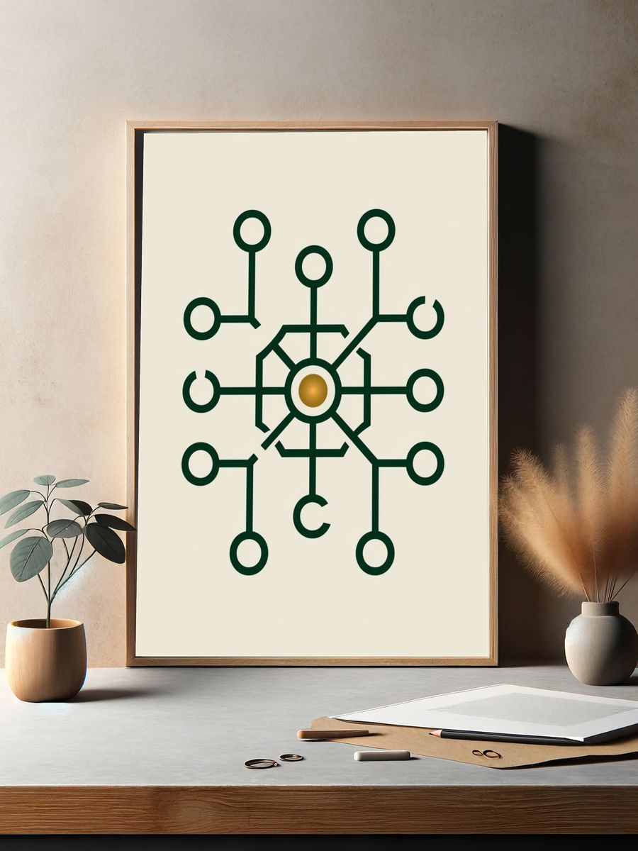 Geometric Circuit Symbol Poster. — room view 2