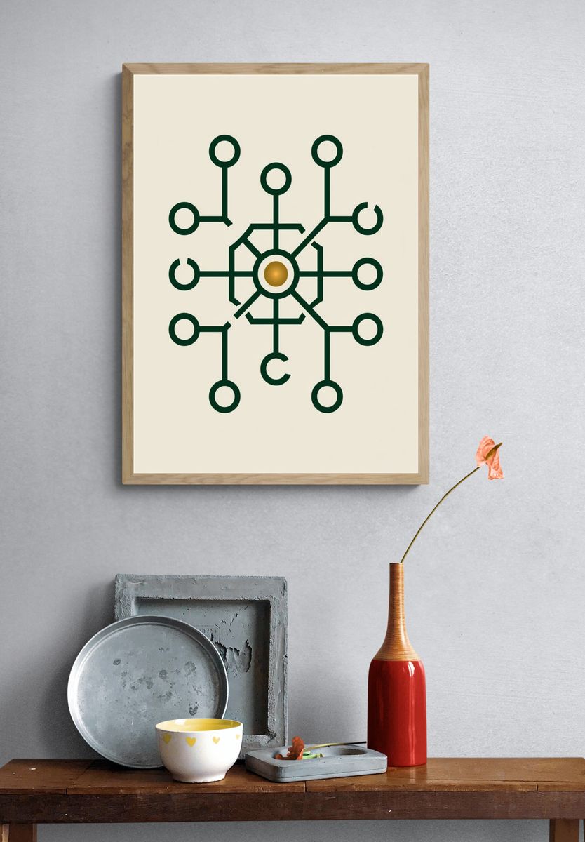 Geometric Circuit Symbol Poster. — room view 3