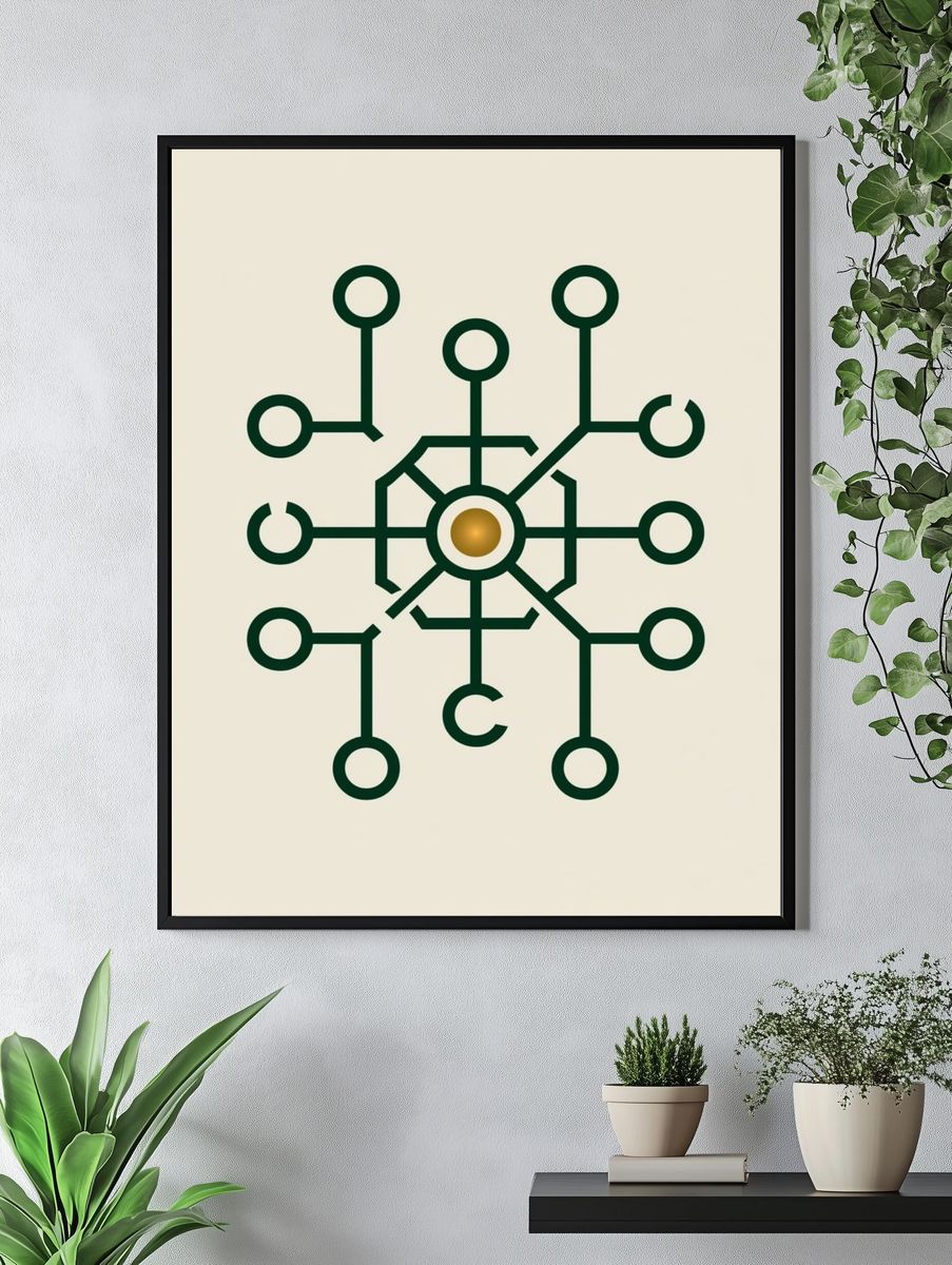 Geometric Circuit Symbol Poster. — room view 4