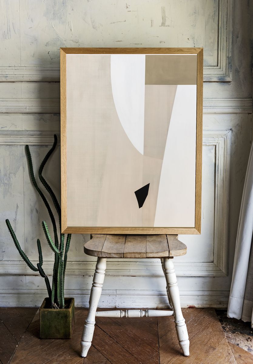 Neutral Geometric Abstract Poster. — room view 1