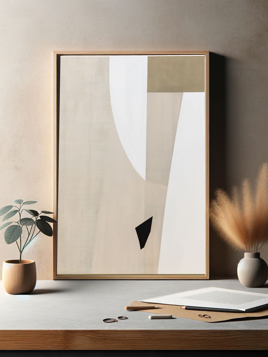 Neutral Geometric Abstract Poster. — room view 2