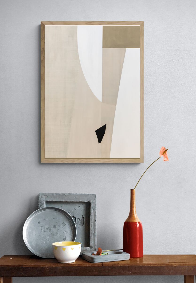 Neutral Geometric Abstract Poster. — room view 3