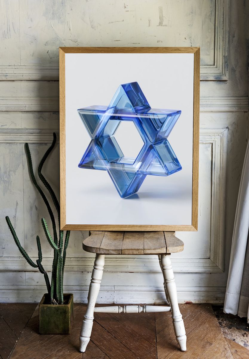 Blue Glass Star Abstract Poster. room preview