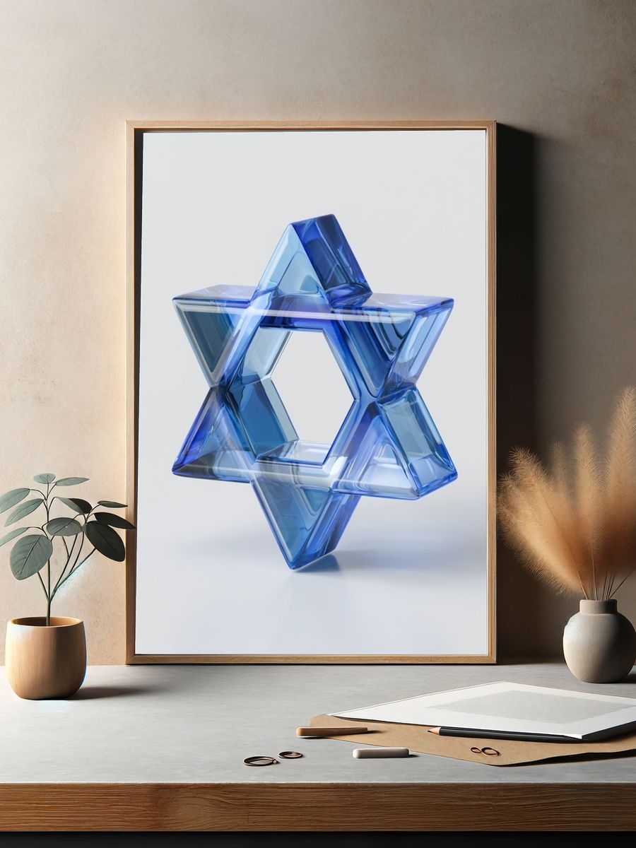 Blue Glass Star Abstract Poster. — room view 2