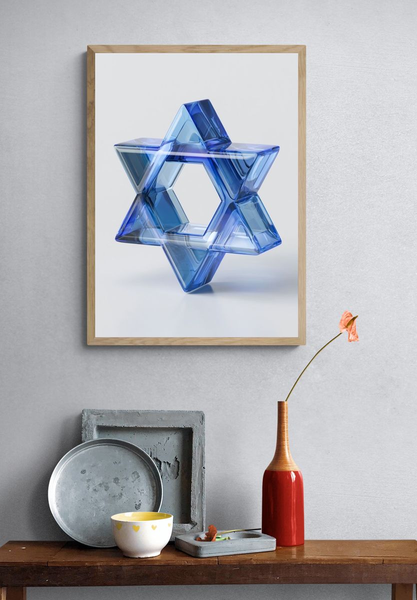 Blue Glass Star Abstract Poster. — room view 3