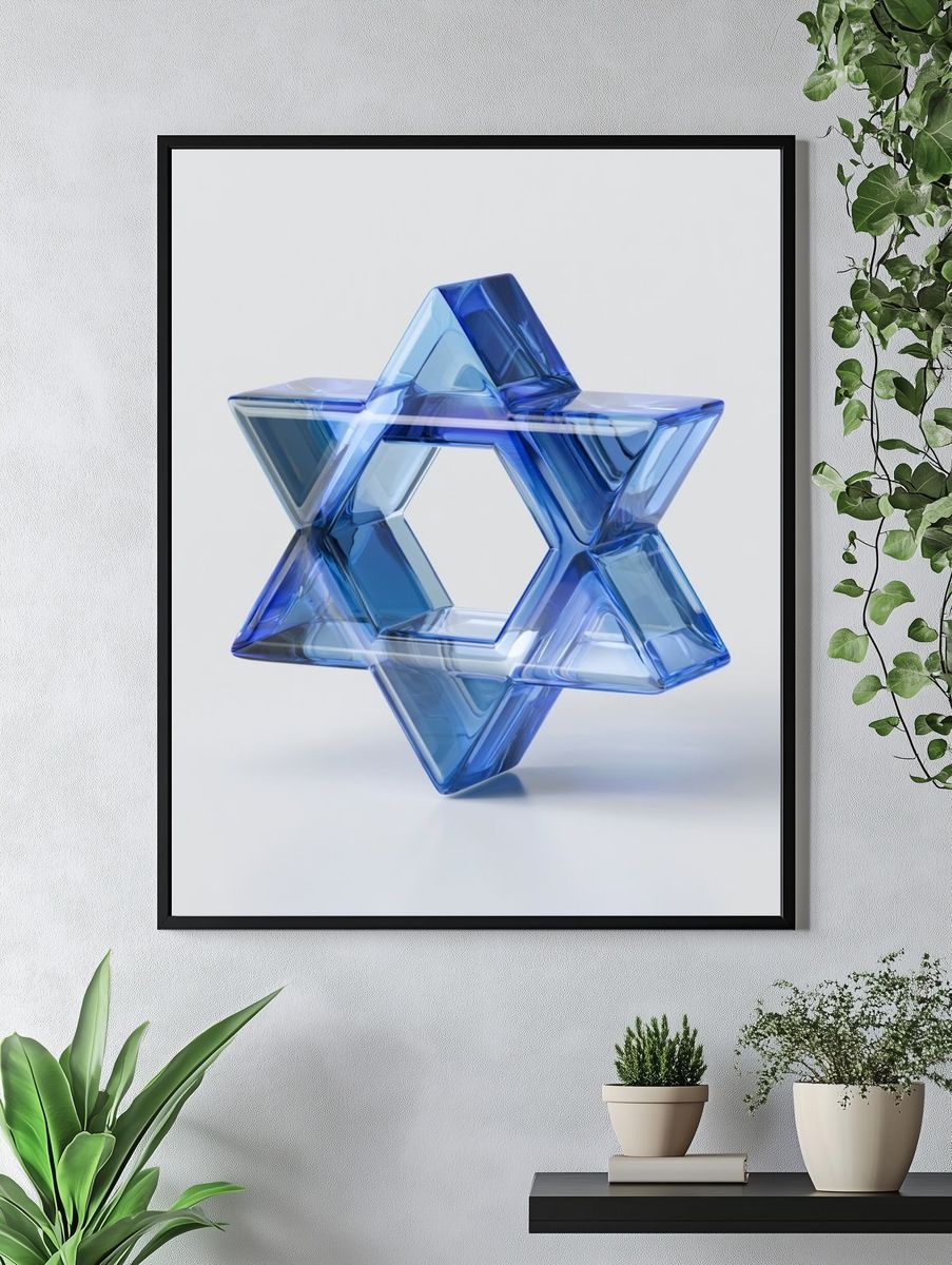 Blue Glass Star Abstract Poster. — room view 4
