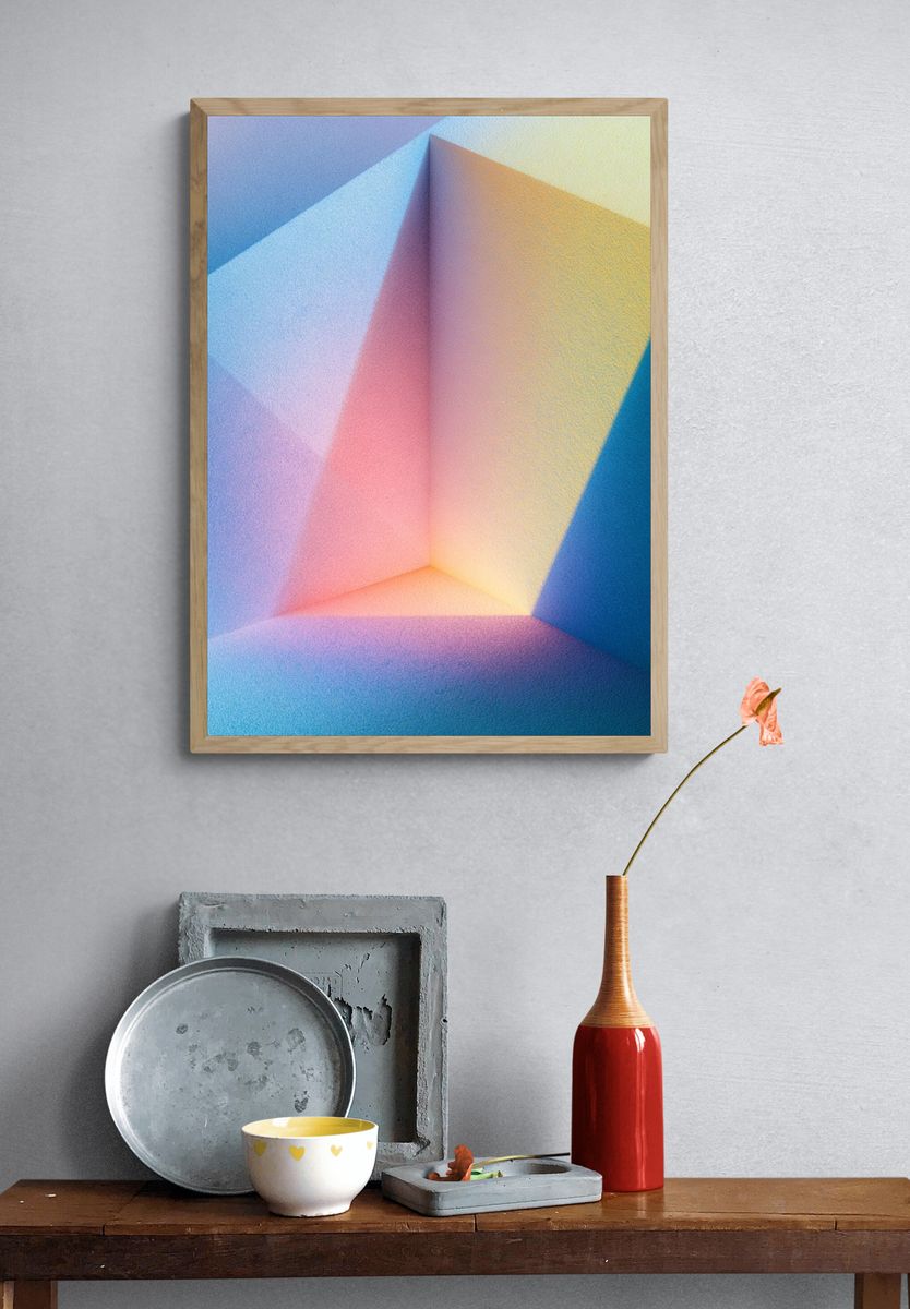 Pastel Geometric Light Poster. — room view 3