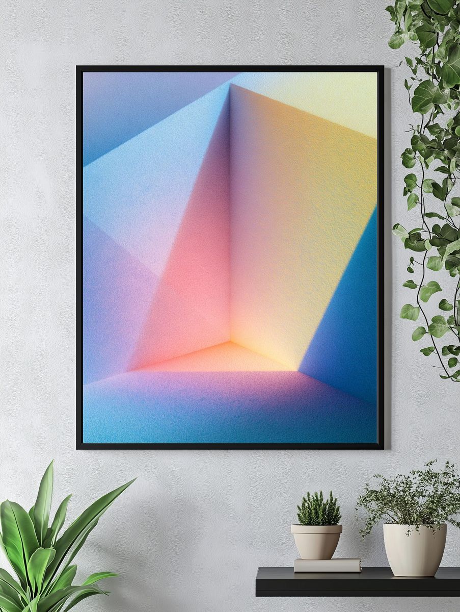 Pastel Geometric Light Poster. — room view 4