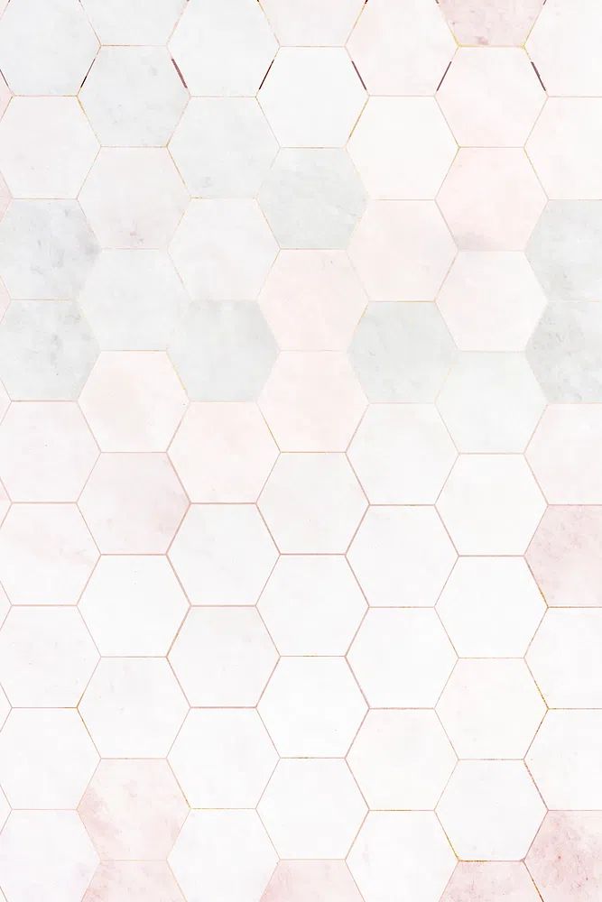 Hexagon pink marble tiles patterned. poster — abstract art