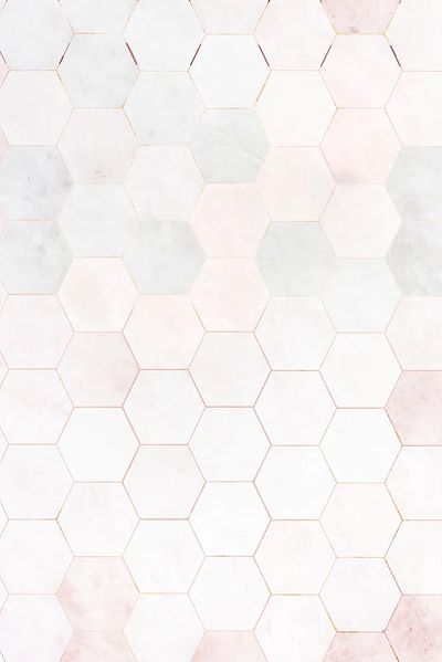 Hexagon pink marble tiles patterned.