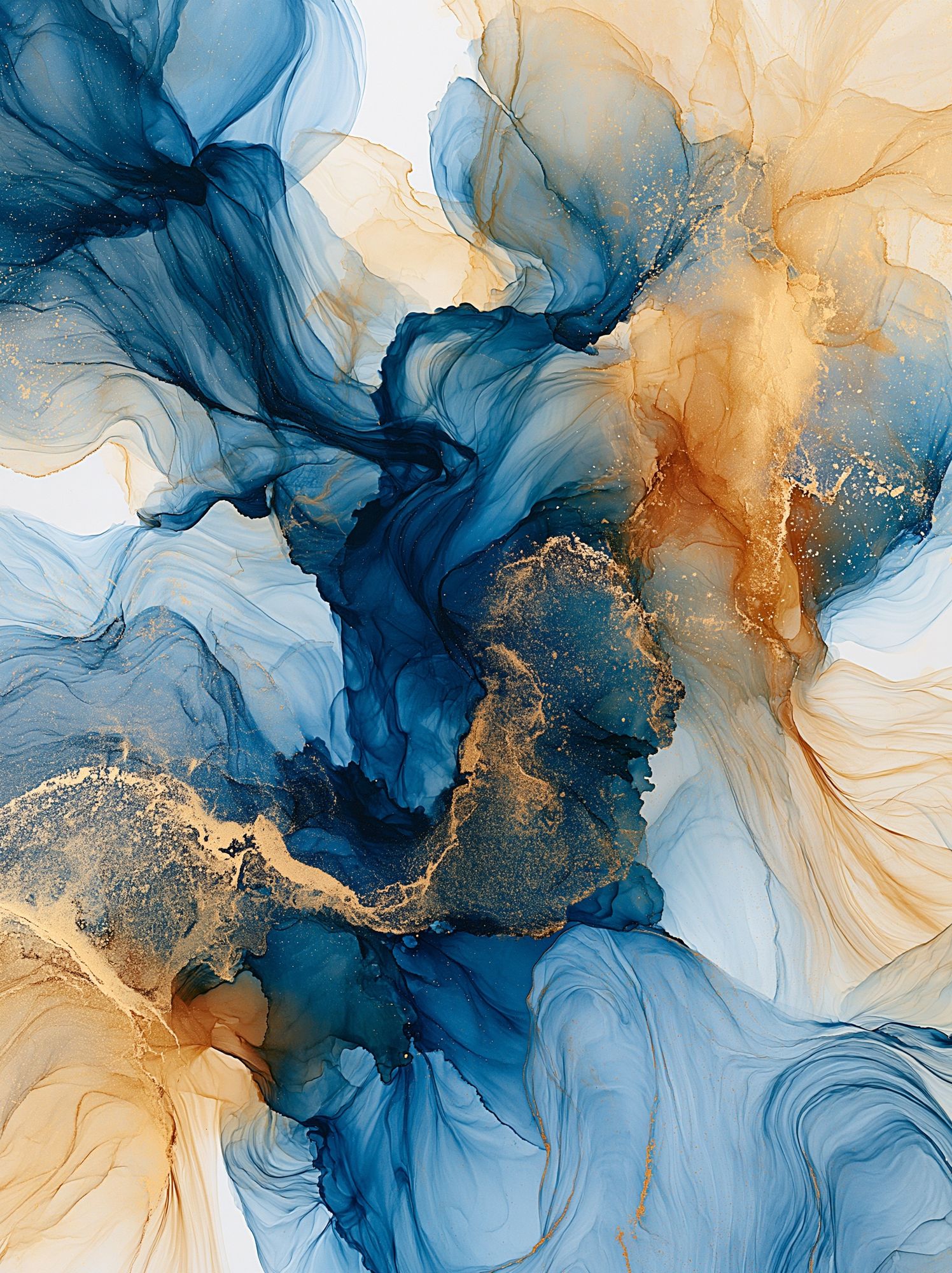 Blue and Gold Fluid Abstract Poster. poster — abstract art