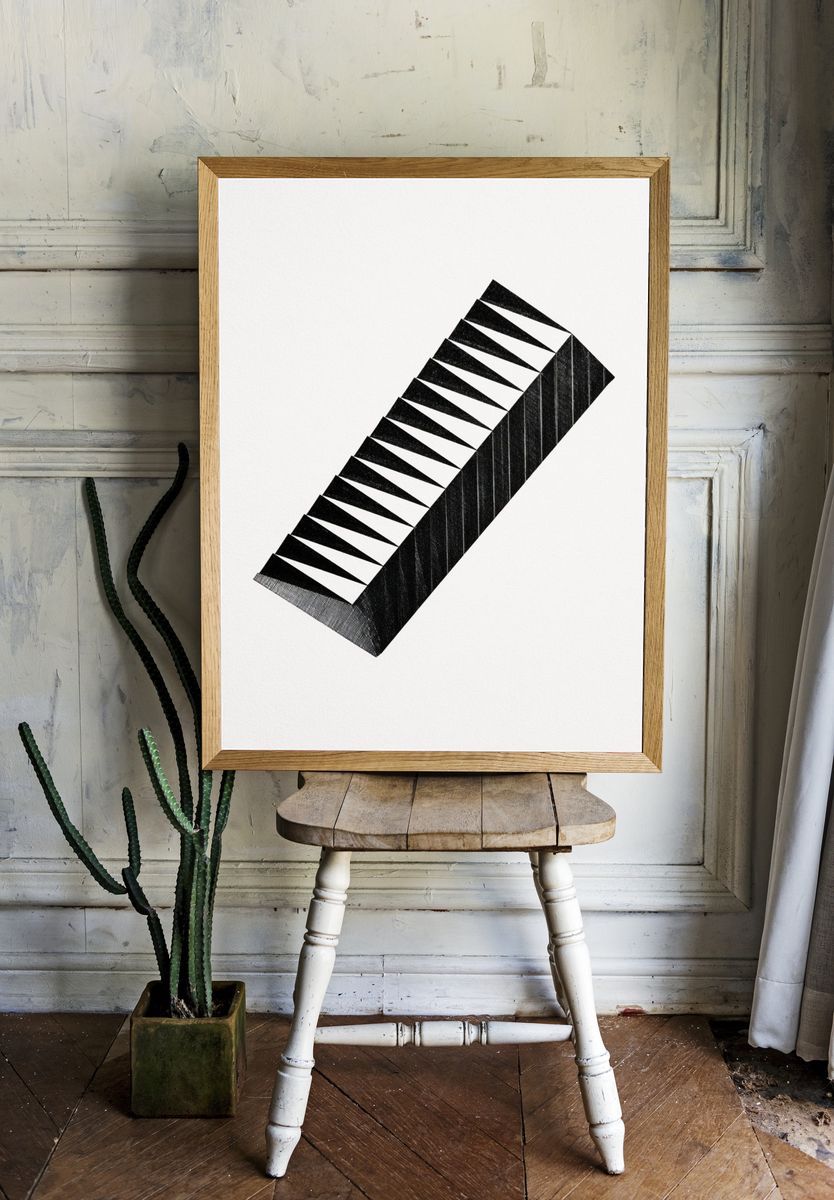 Geometric Black-White Abstract Poster. room preview