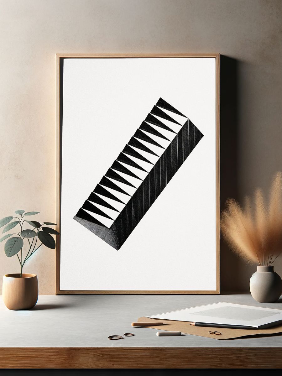 Geometric Black-White Abstract Poster. — room view 2