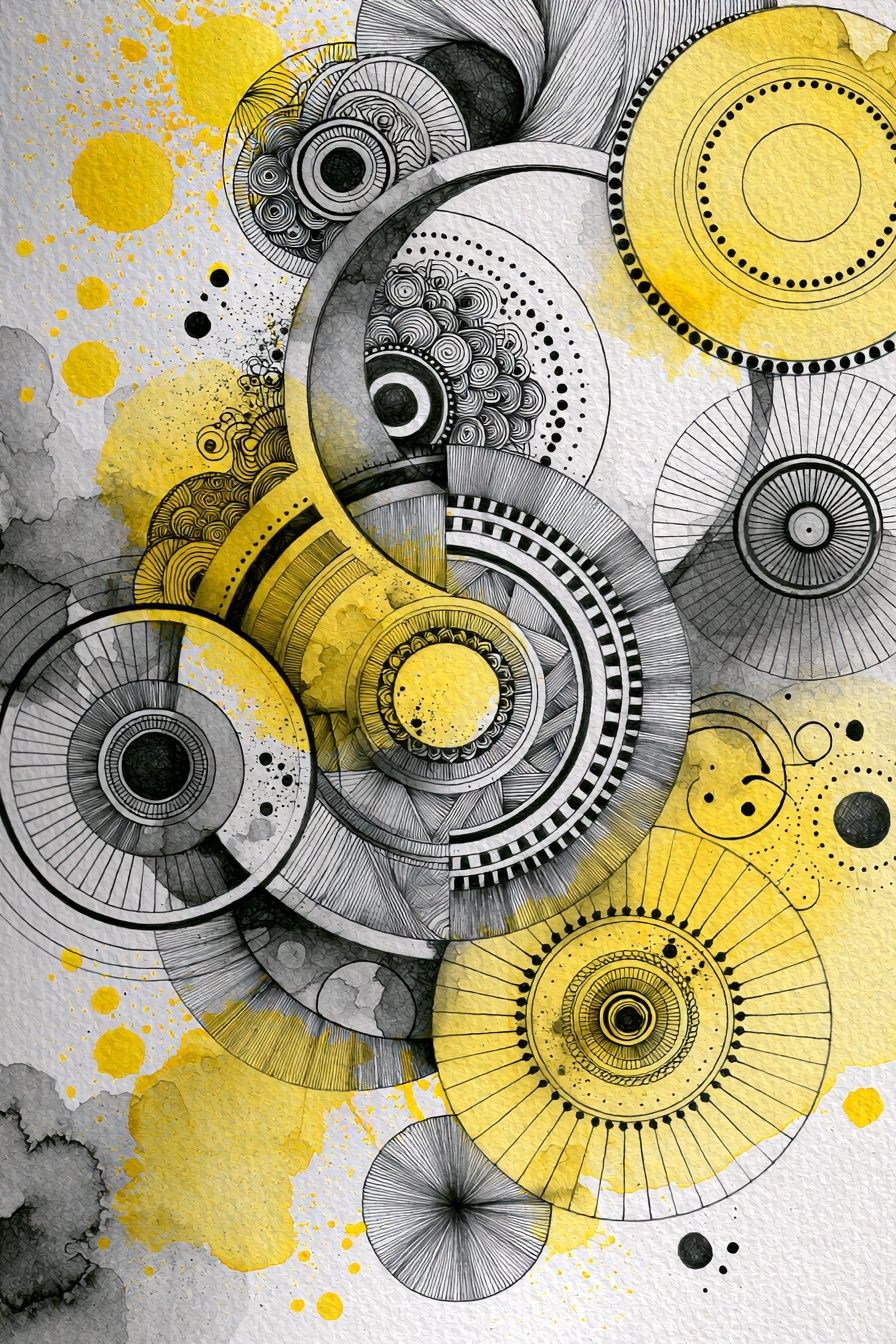 Yellow Orbit Abstract Poster. poster detail