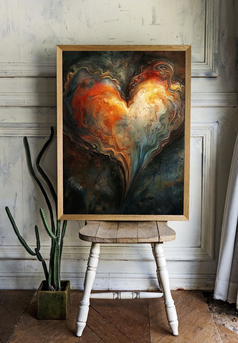 Fiery Heart Abstract Poster. room preview