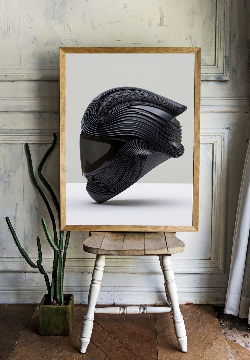 Abstract Black Helmet Poster. — room view 1