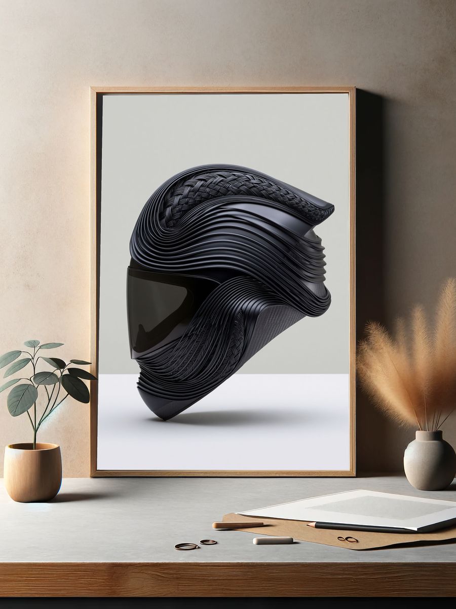 Abstract Black Helmet Poster. — room view 2