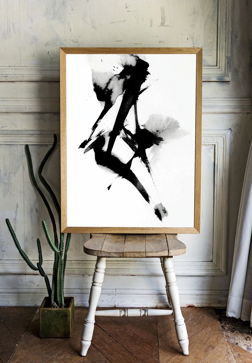 Monochrome Ink Abstract Poster. room preview