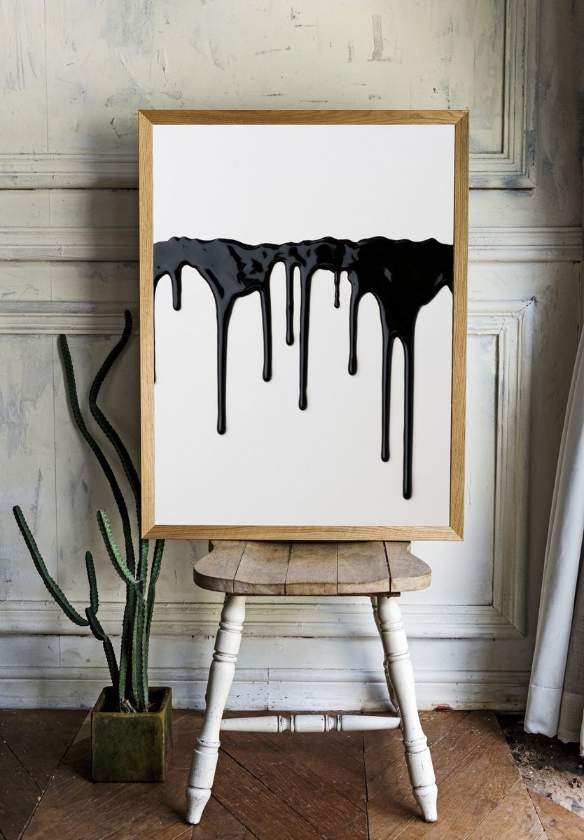 Black Ink Drip Abstract Poster. room preview