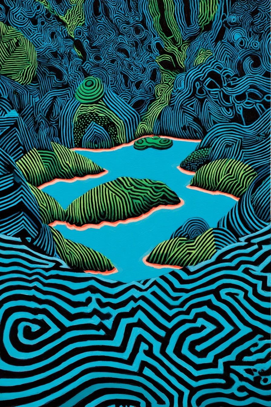 Abstract Blue Landscape Poster. poster — abstract art