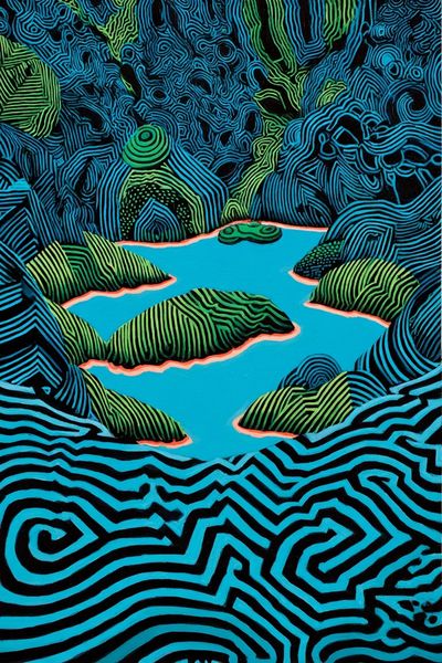 Abstract Blue Landscape Poster. poster